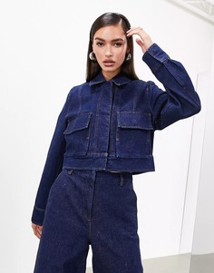 Куртка Asos Edition Denim Cropped With Pockets, синий