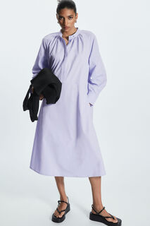 Платье миди со сборками свободного кроя, светло-фиолетовый COS