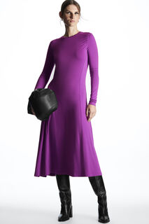 Платье миди из джерси с длинными рукавами, пурпурный COS