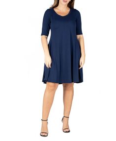 Женское платье больших размеров с расклешенными рукавами и рукавами до локтя 24seven Comfort Apparel, синий