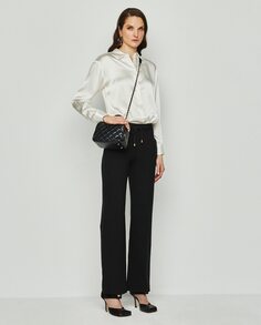 Однотонные женские прямые брюки с резинкой на талии Mirto, черный