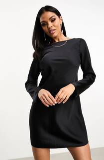 Платье Abercrombie &amp; Fitch Long Sleeve Satin Backless, черный