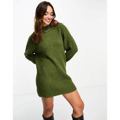 Платье Edited Balloon Sleeve Knitted Mini Jumper, хаки