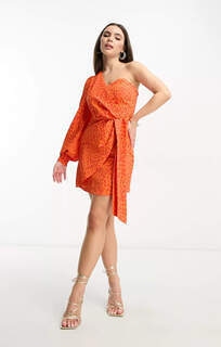 Платье Collective The Label Petite Exclusive One Shoulder Mini, оранжевый