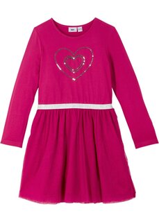 Трикотажное платье для девочек с тюлем и пайетками Bpc Bonprix Collection, красный