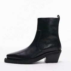 Сапоги Topshop Wide Fit Lara Leather Western Style Ankle, черный