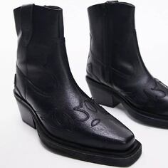 Сапоги Topshop Wide Fit Lena Leather Western Ankle, черный