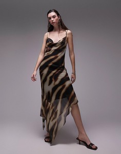 Платье Topshop Sheer Ombre Stripe Midi Slip, мультиколор