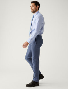Костюмные брюки узкого кроя из чистой шерсти в клетку Marks &amp; Spencer