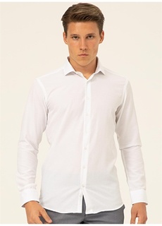 Белая мужская рубашка с воротником на пуговицах Süvari
