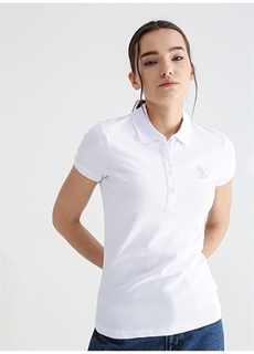 Простая белая женская футболка с воротником поло U.S. Polo Assn.