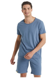 Однотонная синяя мужская футболка с круглым вырезом Blackspade