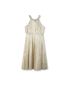 Плиссированное платье для девочки с фантазийным воротником Michael Kors, золотой