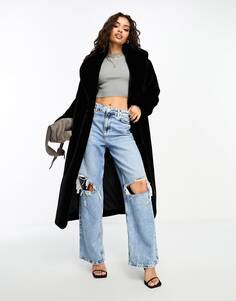 Пальто Forever New Petite Faux Fur Maxi, черный