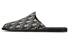 Мюли Dior Indior из жаккарда бежевого и черного цвета с узором Dior Oblique