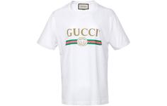 Футболка с мытым логотипом Gucci Белая
