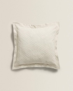 Хлопковый чехол на подушку с геометрическим узором, бежевый Zara Home