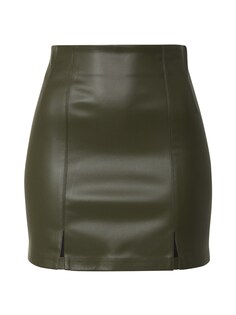 Юбка TOPSHOP Entry PP Split - Black Vinyl, темно-зеленый