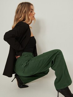 Широкие джинсы NA-KD, темно-зеленый