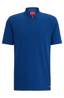 Футболка поло Hugo Cotton-blend Polo With Zip Placket, синий