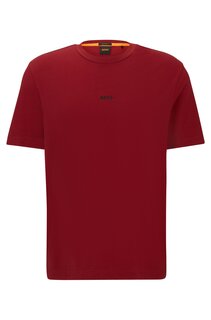 Футболка Boss Relaxed-fit In Stretch Cotton With Logo Print, красный
