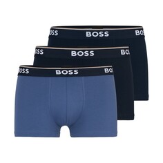 Комплект боксеров Boss Three-pack Of Stretch-cotton With Logo Waistbands, 3 предмета, синий/черный