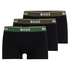 Комплект боксеров Boss Three-pack Of Stretch-cotton With Logo Waistbands, 3 предмета, черный