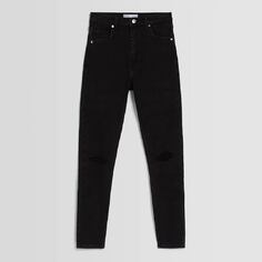 Джинсы Bershka Ripped Super High-waist Skinny, черный