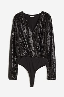 Боди H&amp;M Sequined, черный H&M