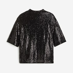 Футболка с пайетками H&amp;M Sequined, черный H&M