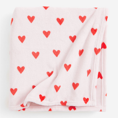Одеяло H&amp;M Home Patterned Fleece Hearts, светло-розовый/красный