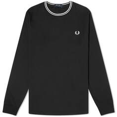 Футболка Fred Perry с длинными рукавами и двойным кончиком, черный