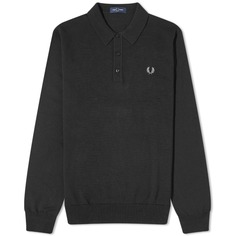 Трикотажная рубашка-поло с длинными рукавами Fred Perry, черный