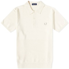 Трикотажная футболка-поло в тон с вставками Fred Perry, экрю