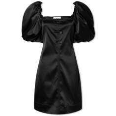 Мини-платье Ganni из двойного атласа, черный