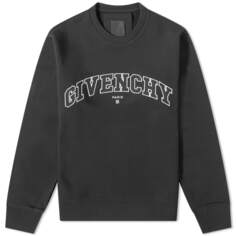 Свитшот с круглым вырезом и вышитым логотипом Givenchy College, черный