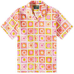 Gitman Vintage Рубашка с воротником-стойкой и принтом подсолнухов, связанная крючком, розовый