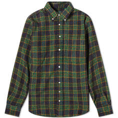 Твидовая рубашка в клетку на пуговицах Gitman Vintage, зеленый