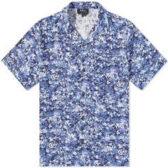 A.P.C. Рубашка Lloyd с камуфляжным цветочным принтом и коротким рукавом, синий