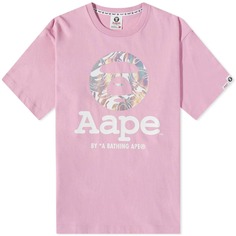 Футболка AAPE с камуфляжным камуфляжем и лунным лицом, розовый