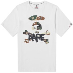 Камуфляжная футболка AAPE с крестообразными костями, белый