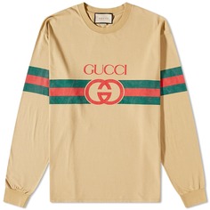 Футболка с длинным рукавом и новым логотипом Gucci