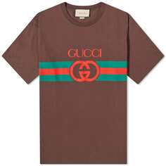 Футболка с новым логотипом Gucci, коричневый