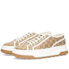 Низкие жаккардовые кроссовки Gucci Tennis Treck, бежевый