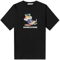 Легкая футболка Maison Kitsune с лисой лисой, черный