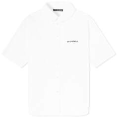 Balenciaga Поплиновая рубашка с коротким рукавом и небольшим логотипом, белый