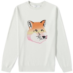 Комфортный пуловер Maison Kitsune Vibrant Fox Head с интарсией