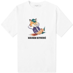 Легкая футболка Maison Kitsune с лисой лисой, белый