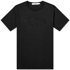 Свободная футболка Maison Kitsune Contour Fox с нашивкой, черный