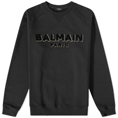 Balmain Свитшот с круглым вырезом из флока и фольги Paris с логотипом